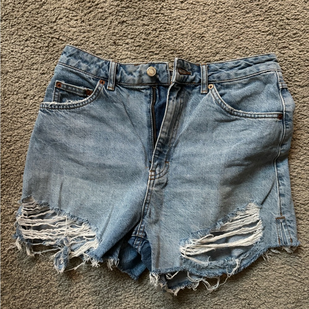 Topshop High Waisted Distressed Jean Short